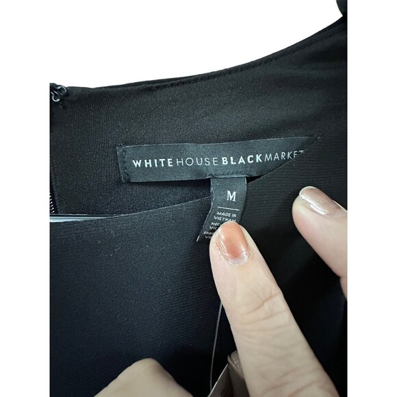 💰BOGO💰 New WHBM Black Long Cap Sleeve Dress with Gathered Side sz M - Picture 6 of 7